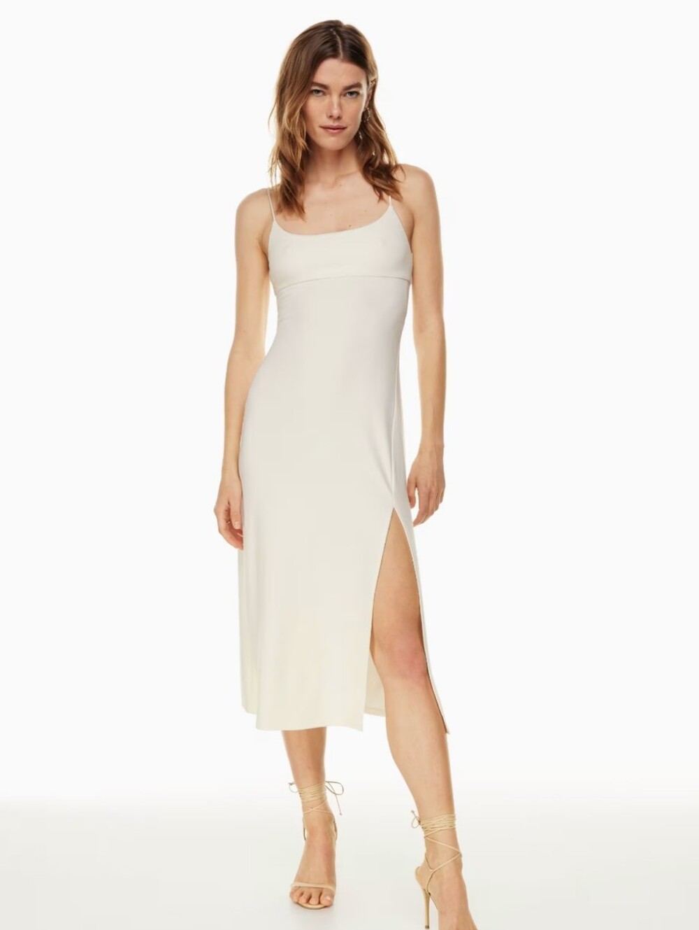 Aritzia Wilfred Dreamweaver Dress Sleek Slip Midi Dress with Side Slit
